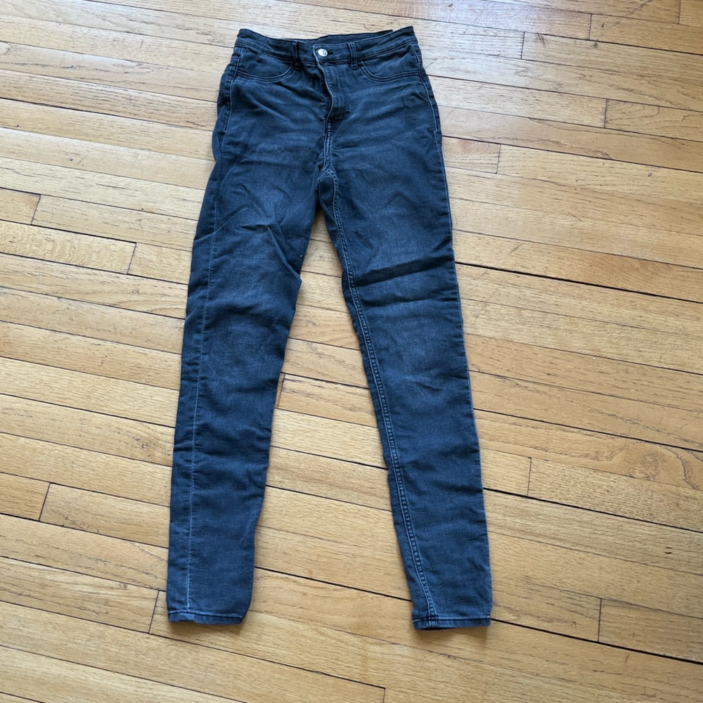High waisted skinny jeans from H&M, charcoal gray